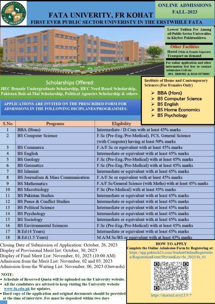 Admissions Open for Fall 2026 Semester